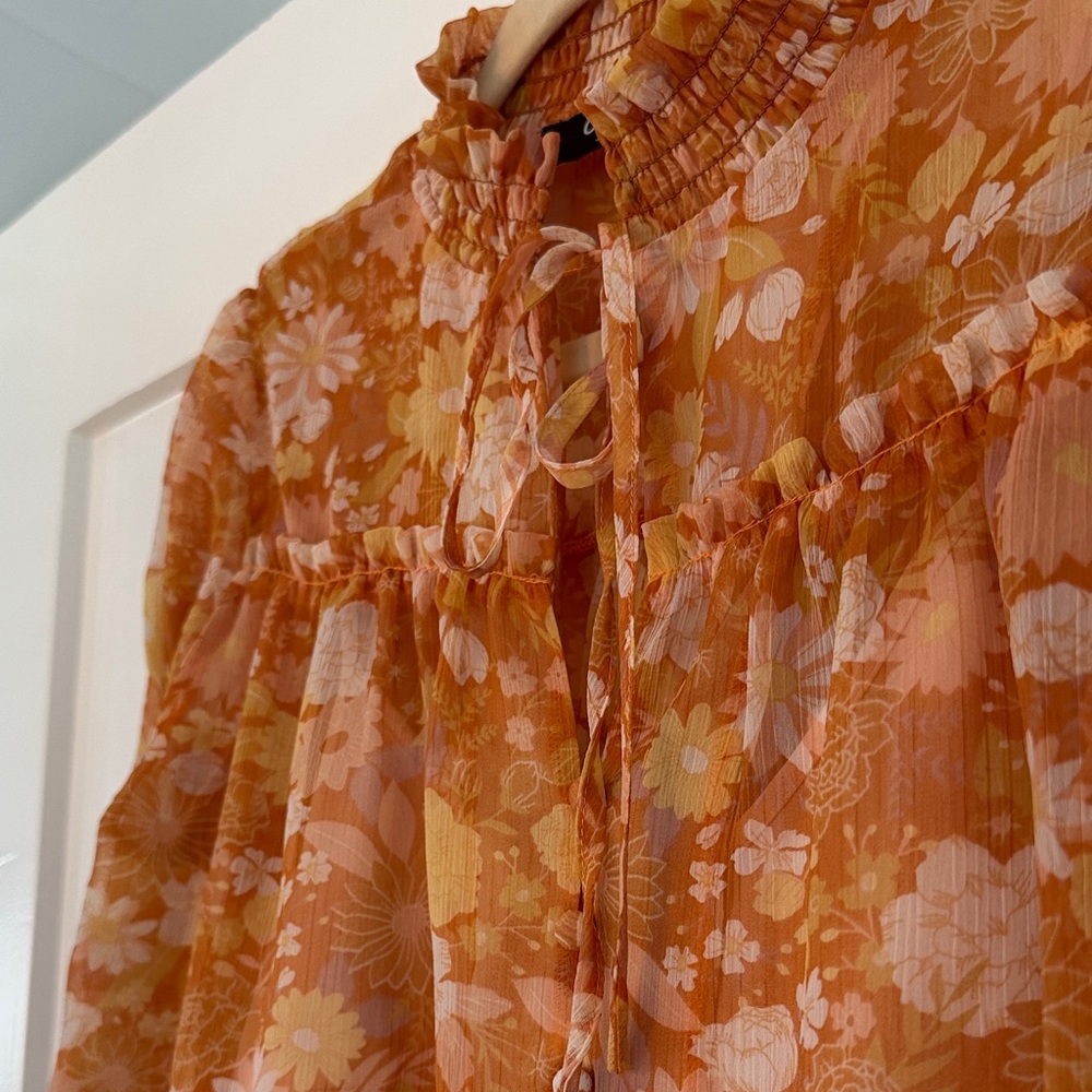 o.p.t. x Anthropologie Floral Button-Front Blouse size XS